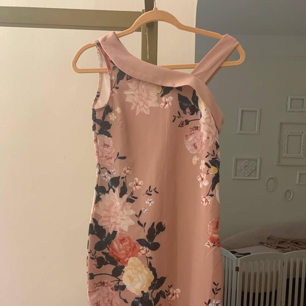 Cover story pink floral bodycon dress Xs